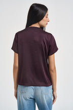 T-shirt donna effetto seta lo bordeaux FA705BU VINO SUSY MIX 