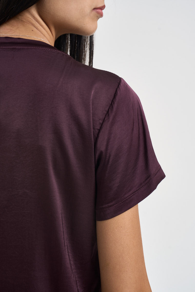 T-shirt donna effetto seta lo bordeaux FA705BU VINO SUSY MIX 