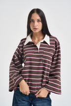 T-shirt donna a polo a righe multicolor I266135A MORO SUSY MIX 
