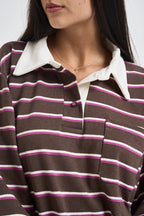 T-shirt donna a polo a righe multicolor I266135A MORO SUSY MIX 