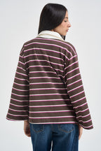 T-shirt donna a polo a righe multicolor I266135A MORO SUSY MIX 