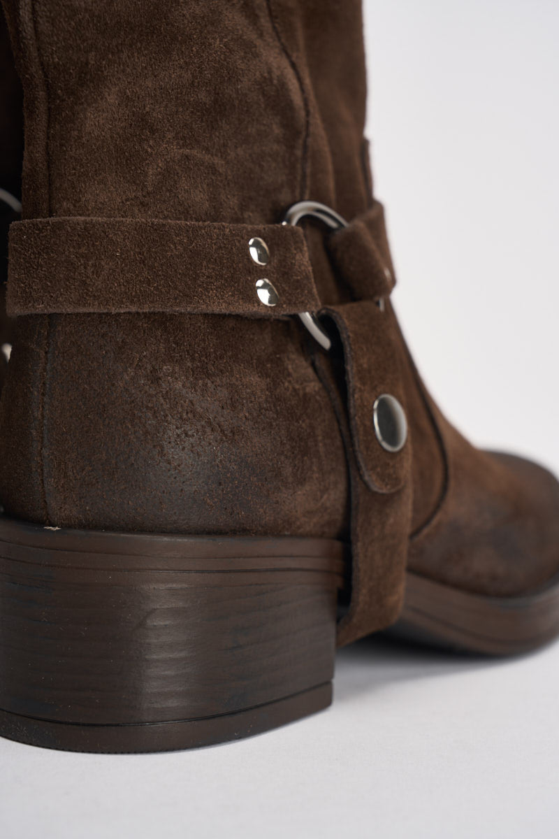 Biker donna in suede marrone JESSY MORO SUSY MIX 