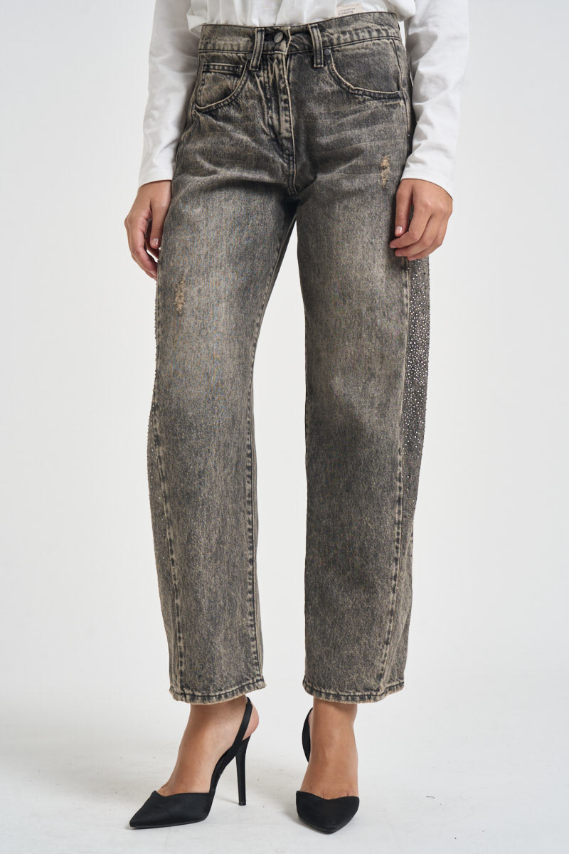 Jeans donna con strass grigi JPAOLAAP51 GRIGIO SUSY MIX 