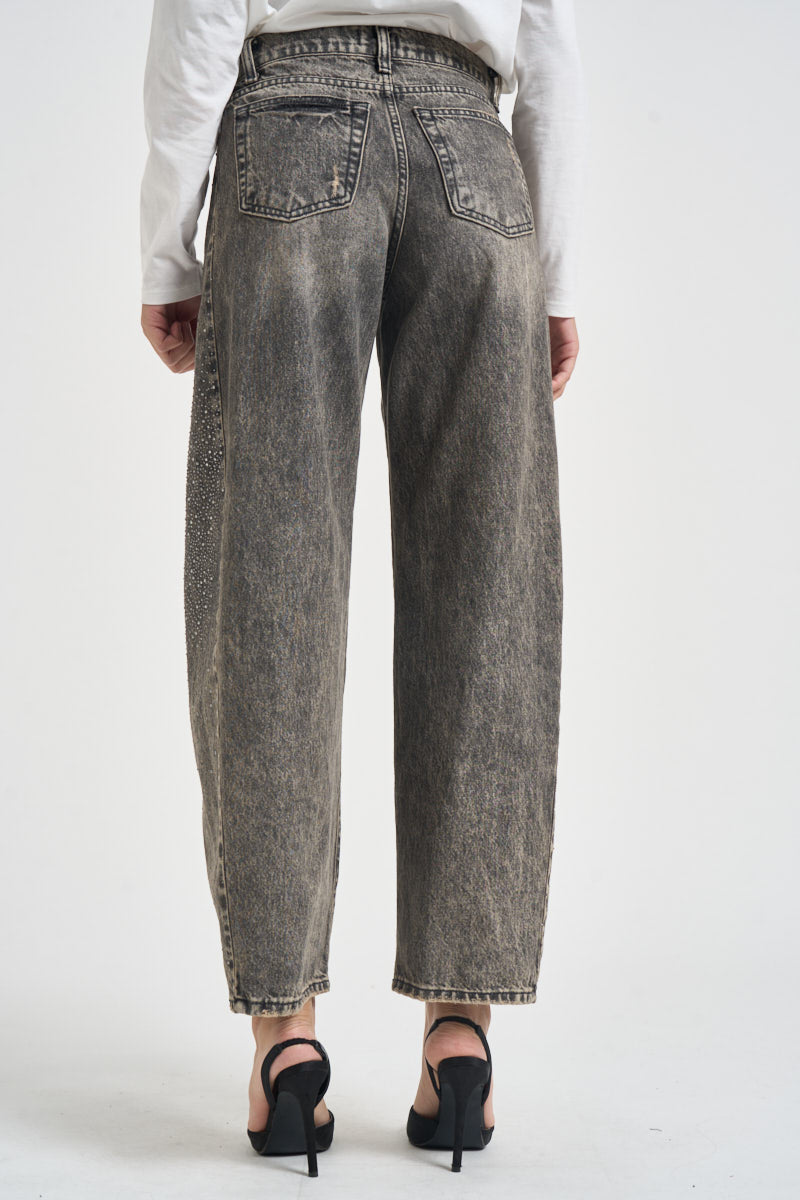 Jeans donna con strass grigi JPAOLAAP51 GRIGIO SUSY MIX 