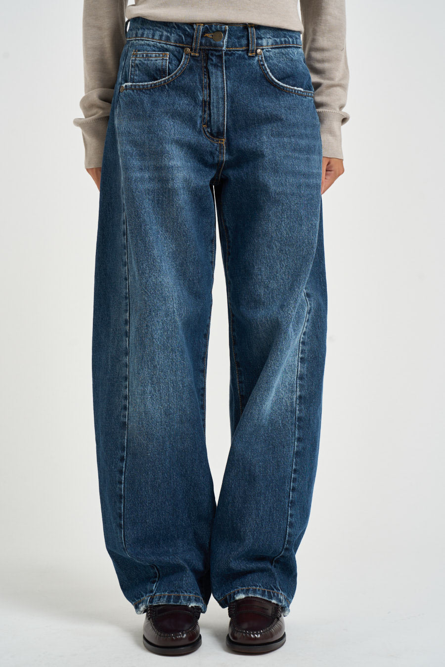 Jeans donna wide leg blu JPAOLALV097 DENIM SUSY MIX 