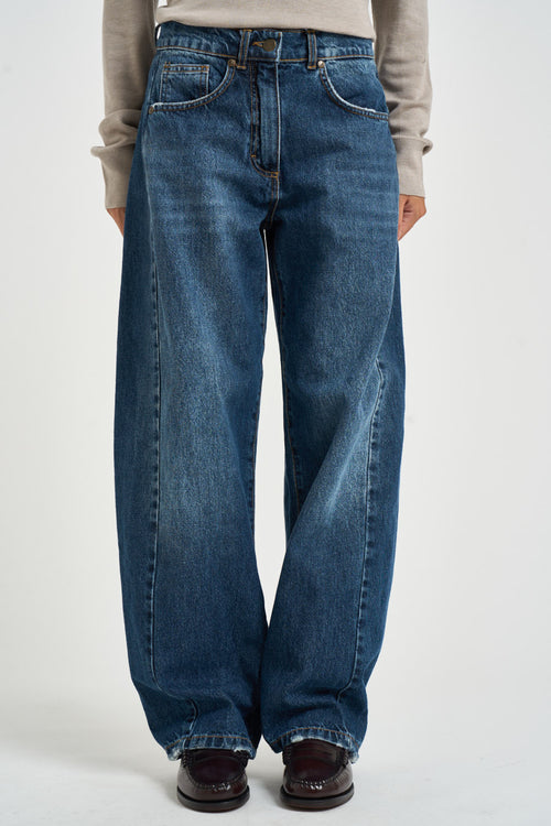 Jeans donna wide leg blu