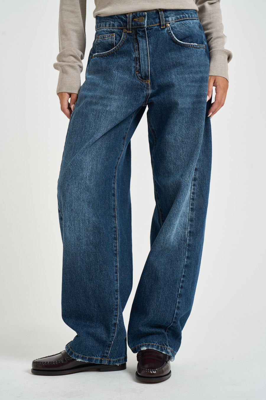 Jeans donna wide leg blu JPAOLALV097 DENIM SUSY MIX 