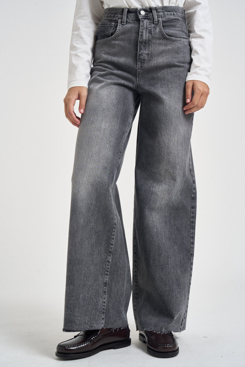 Jeans donna a palazzo grigio slavato JSUSY122 NERO SUSY MIX 