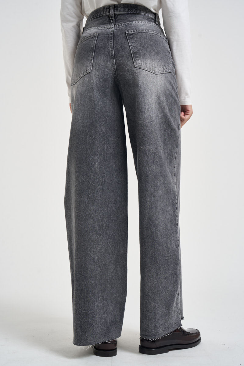Jeans donna a palazzo grigio slavato JSUSY122 NERO SUSY MIX 