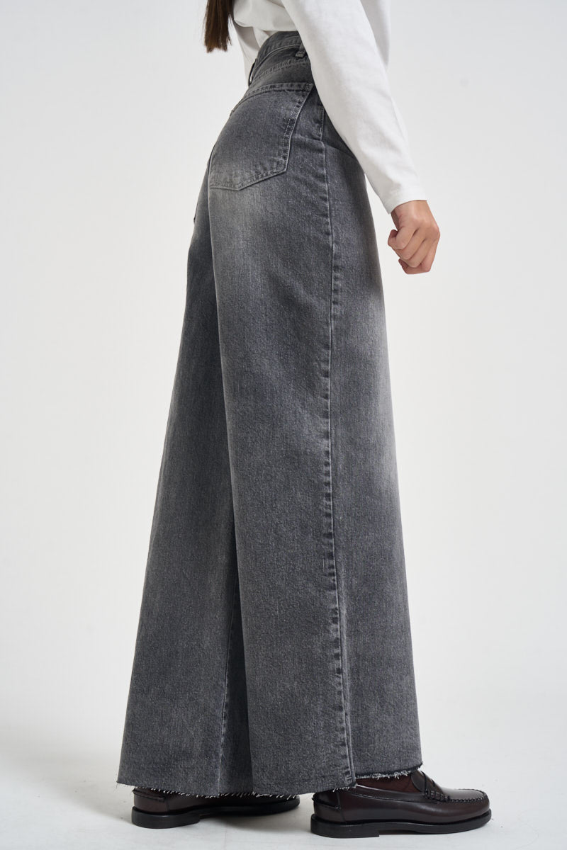 Jeans donna a palazzo grigio slavato JSUSY122 NERO SUSY MIX 