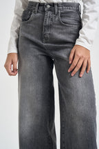 Jeans donna a palazzo grigio slavato JSUSY122 NERO SUSY MIX 