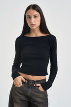 Maglia donna cropped nera M317 NERO SUSY MIX 