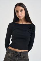 Maglia donna cropped nera M317 NERO SUSY MIX 