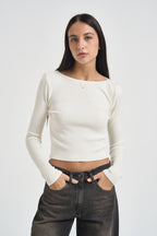 Maglia donna cropped panna M317 PANNA SUSY MIX 