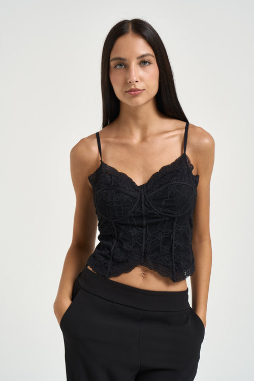 Top bustier donna nero - 1