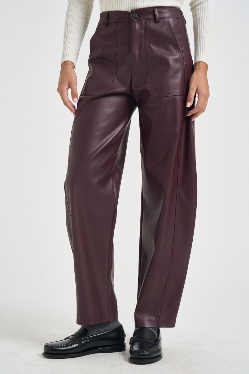 Pantaloni donna in ecopelle bordeaux PP431T10 BAROLO SUSY MIX 