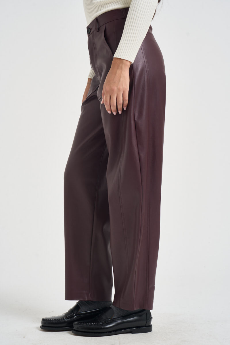 Pantaloni donna in ecopelle bordeaux PP431T10 BAROLO SUSY MIX 