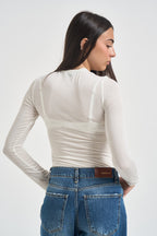 Maglia donna slim fit bianco latte SH004395 PANNA SUSY MIX 
