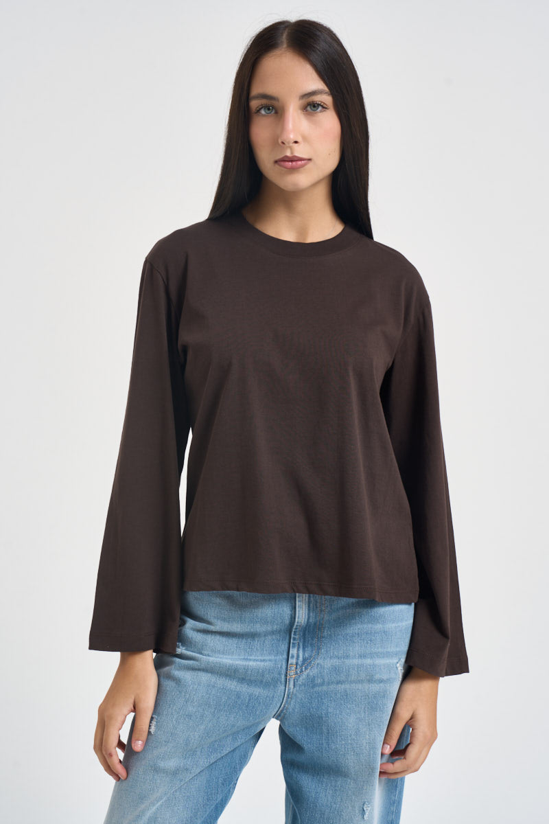 Maglia donna con maniche svasate moro SH004397 MORO SUSY MIX 