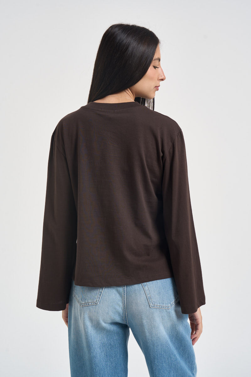 Maglia donna con maniche svasate moro SH004397 MORO SUSY MIX 