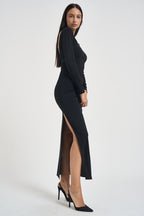 Abito donna lungo con scollo sul retro nero V12686B683 NERO SUSY MIX 