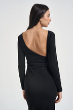 Abito donna lungo con scollo sul retro nero V12686B683 NERO SUSY MIX 