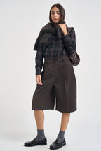 Camicia donna a quadri blu e marrone Y1446U8 BLU SUSY MIX 