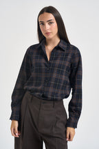 Camicia donna a quadri blu e marrone Y1446U8 BLU SUSY MIX 