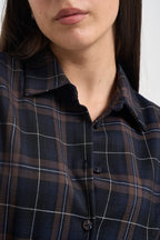 Camicia donna a quadri blu e marrone Y1446U8 BLU SUSY MIX 