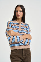 Maglia donna polo a righe celeste 26690 CELESTE TENSIONE IN 