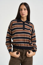 Maglia donna polo a righe tabacco 26690 TABACCO TENSIONE IN 