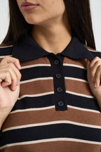 Maglia donna polo a righe tabacco 26690 TABACCO TENSIONE IN 