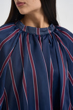 Blusa donna a righe verticali blu navy e bordeaux 27C6244 BLU BEIGE TENSIONE IN 