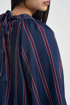Blusa donna a righe verticali blu navy e bordeaux 27C6244 BLU BEIGE TENSIONE IN 