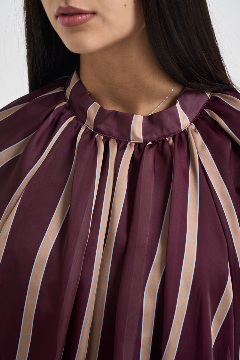 Blusa donna a righe verticali bordeaux e beige 27C6244 BORDEAUX BEIGE TENSIONE IN 