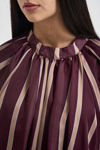 Blusa donna a righe verticali bordeaux e beige 27C6244 BORDEAUX BEIGE TENSIONE IN 