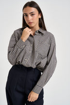 Camicia donna a quadretti blu navy e beige 27C6372 BLU TENSIONE IN 