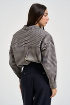 Camicia donna a quadretti blu navy e beige 27C6372 BLU TENSIONE IN 