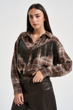 Camicia donna a quadri con frange multicolor 27C6506 MORO MORO TENSIONE IN 