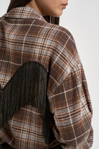 Camicia donna a quadri con frange multicolor 27C6506 MORO MORO TENSIONE IN 
