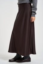 Gonna donna lunga satinata marrone scuro 27G6285 MORO TENSIONE IN 