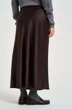 Gonna donna lunga satinata marrone scuro 27G6285 MORO TENSIONE IN 