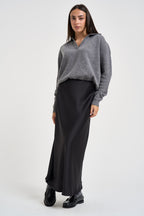 Gonna donna lunga satinata nera 27G6285 NERO TENSIONE IN 