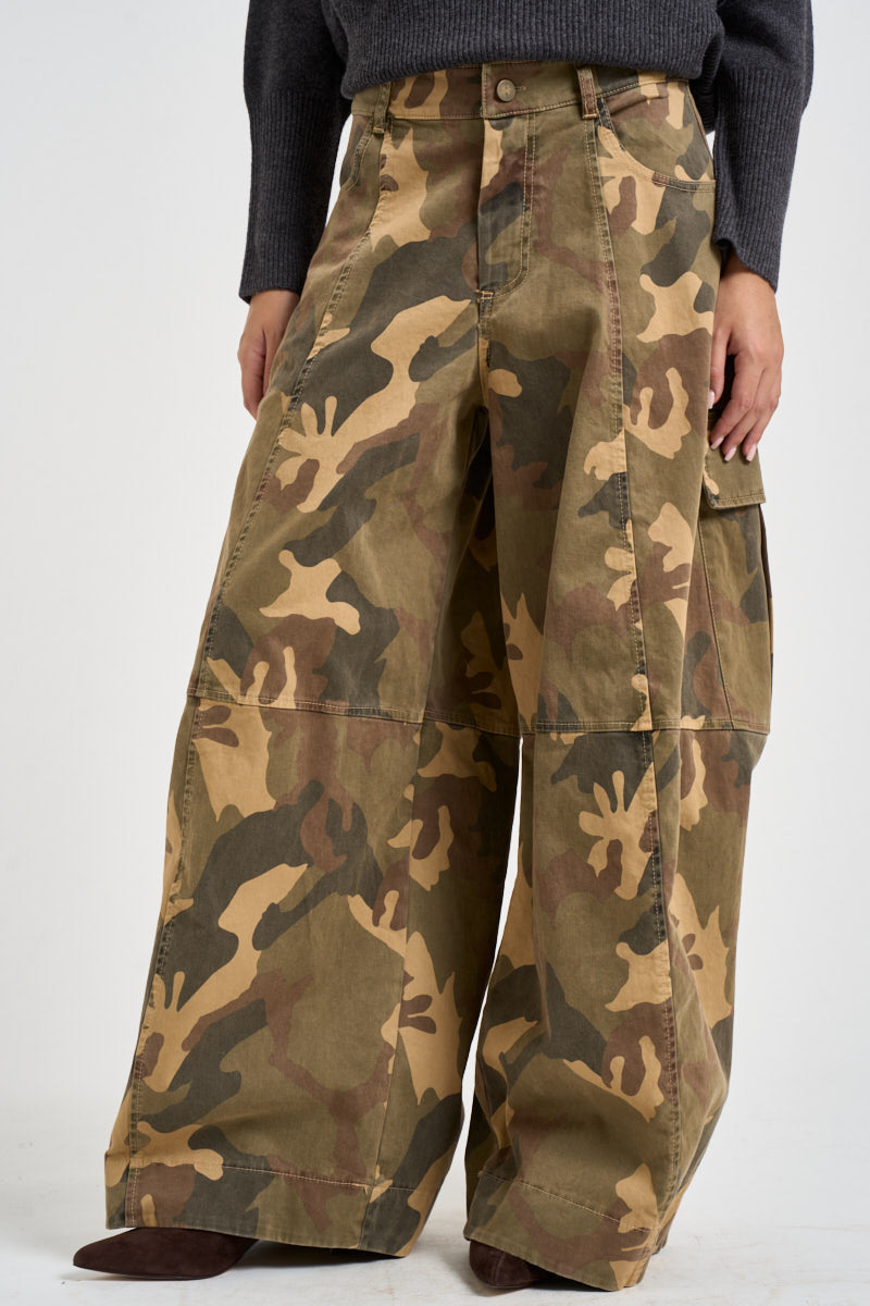Pantaloni donna cargo fantasia camouflage militari LR636 MIMETICO TENSIONE IN 