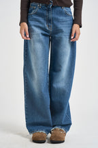 Jeans donna gamba larga blu denim SARALV086 BLU TENSIONE IN 