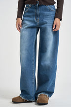 Jeans donna gamba larga blu denim SARALV086 BLU TENSIONE IN 