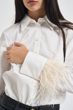 Camicia donna polsini con piume bianca W26C577 NATURALE TENSIONE IN 
