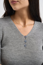 Maglia donna a costine grigio mélange W6HMJ10A463 ANTRACITE TENSIONE IN 