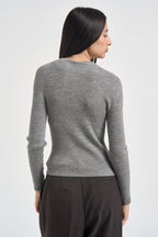 Maglia donna a costine grigio mélange W6HMJ10A463 ANTRACITE TENSIONE IN 