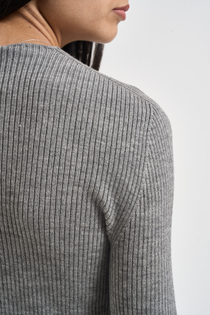 Maglia donna a costine grigio mélange W6HMJ10A463 ANTRACITE TENSIONE IN 